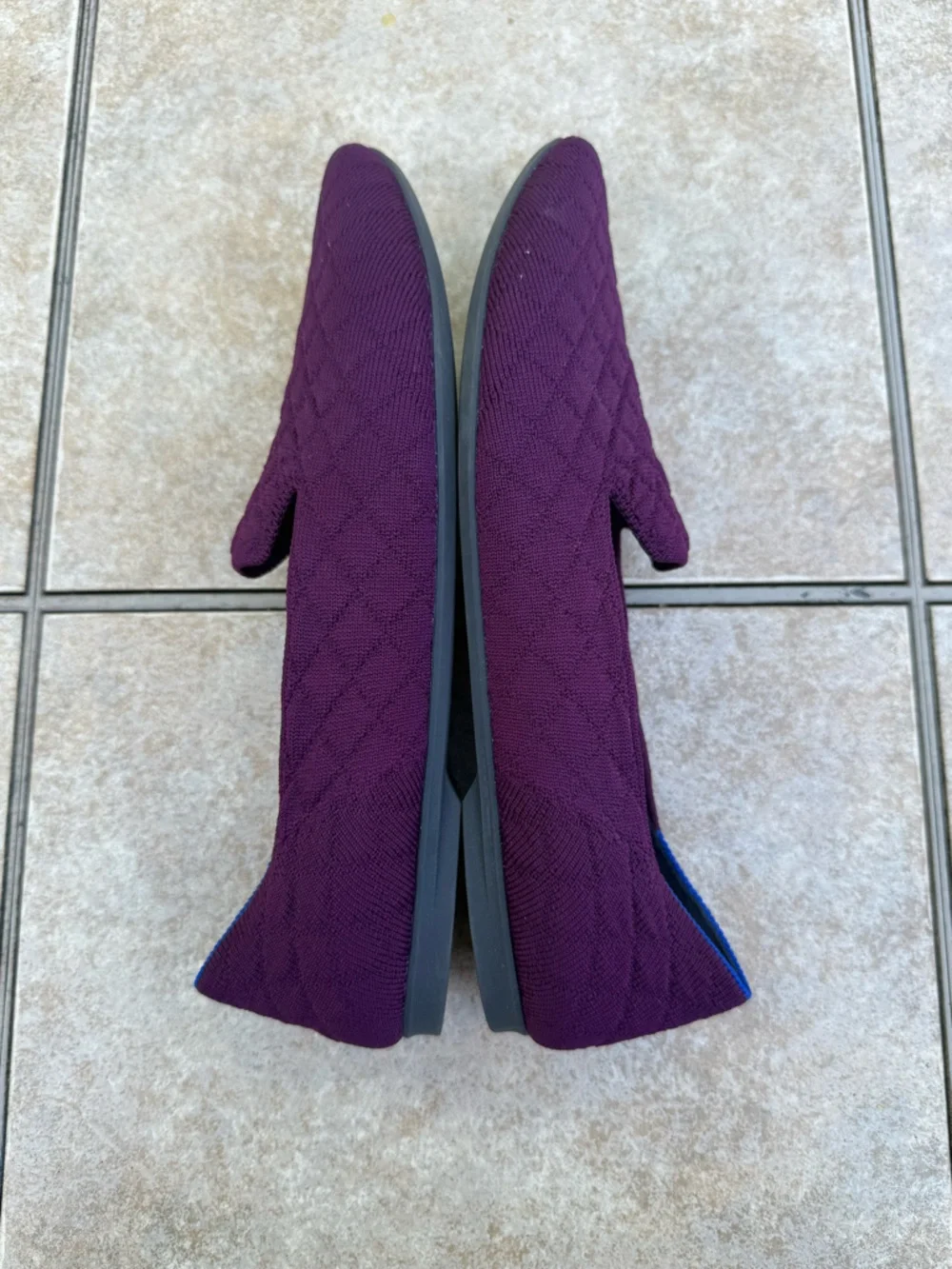 Rothy's The Almond Loafer in Quilted Plum. - Picture 10 of 12